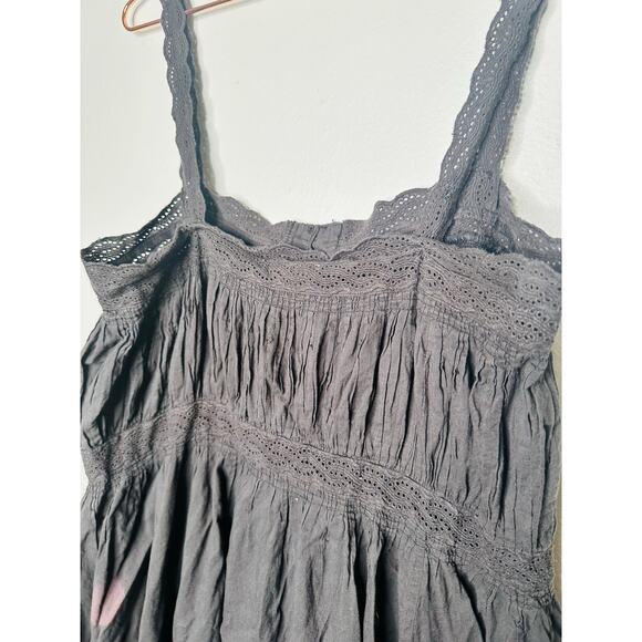 THE GREAT Black 100% Cotton Cachet Midi Lace Detail Button Midi Dress Size 2 - Picture 13 of 16